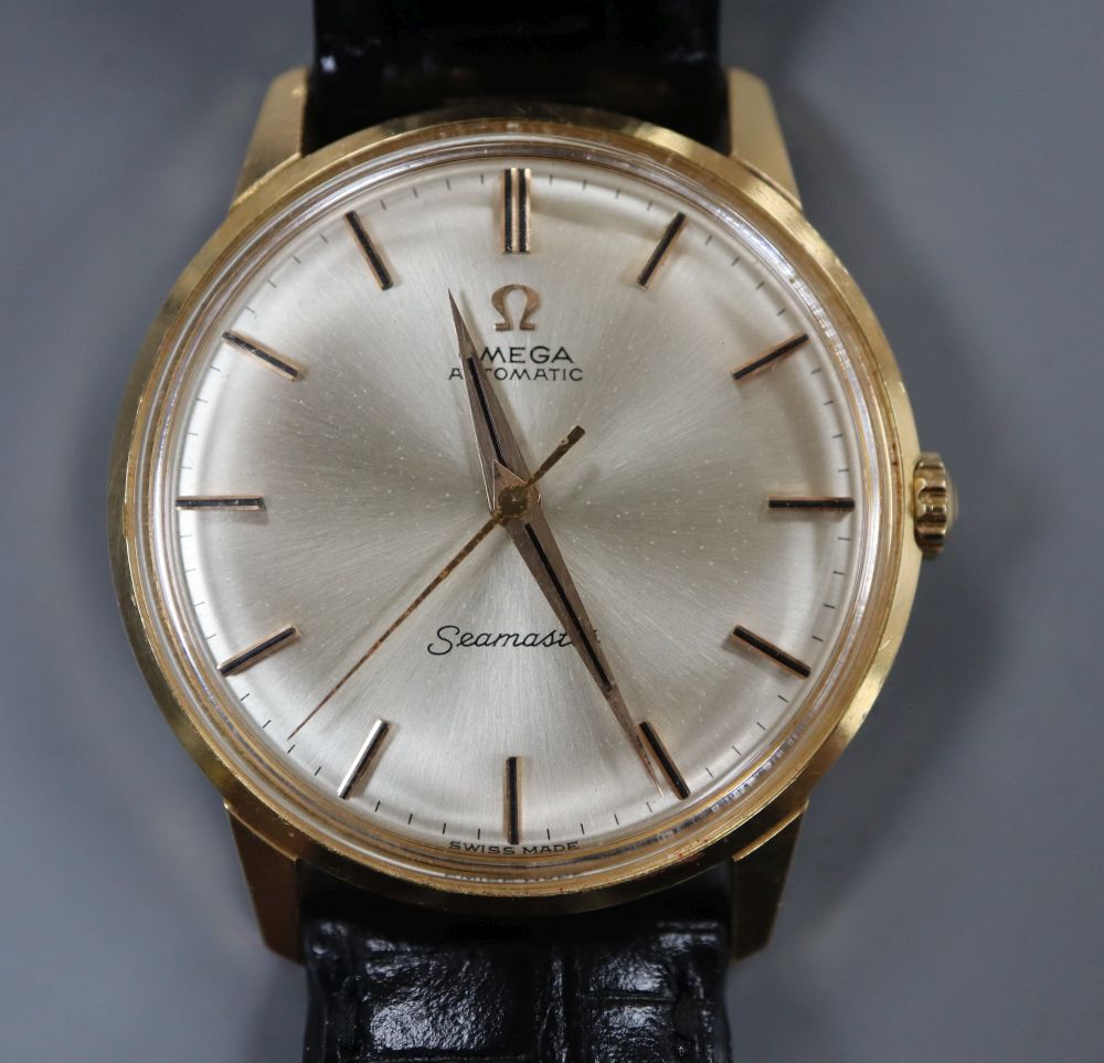 A gentlemans 1970s 18ct gold Omega Seamaster Automatic wrist watch, movement c.552,